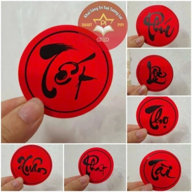 Sỉ combo 30 chữ Tết Xuân Phúc Lộc Thọ Phát Tài - giấy nhung đỏ dày in bóng 6-8cm, trang trí mẹt, tháp bánh, giỏ quà Tết - chỉ 29.000đ