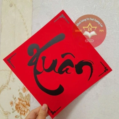 Sỉ combo 50 chữ Tết Xuân Phúc Lộc Thọ Phát Tài - Giấy đỏ Nhung dày 20x20cm in bóng, giá ưu đãi 119.200 VND