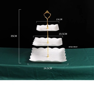 Sỉ Khay sứ trắng 3 tầng đựng bánh kẹo, hoa quả, pancake - Giá ưu đãi 300.000đ 3 Sỉ Khay sứ trắng 3 tầng đựng bánh kẹo, hoa quả, pancake - Giá ưu đãi 300.000đ 3