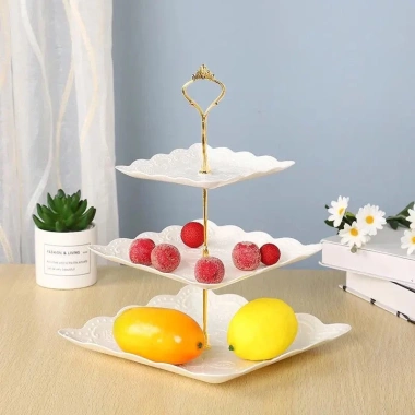 Sỉ Khay sứ trắng 3 tầng đựng bánh kẹo, hoa quả, pancake - Giá ưu đãi 300.000đ