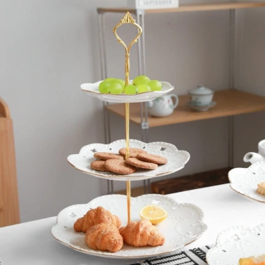 Sỉ Khay sứ trắng 3 tầng đựng bánh kẹo, hoa quả, pancake - Giá ưu đãi 300.000đ