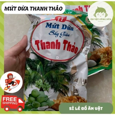 (sỉ) Mứt dừa sấy giòn Thanh Thảo 240g - Bến Tre không chất bảo quản, ăn vặt 2