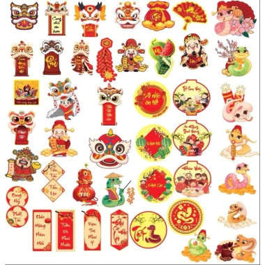 Sỉ set 100 tag giấy 2 mặt có dây treo - Trang trí Tết, treo cây đào, cây mai, chỉ 10.000đ