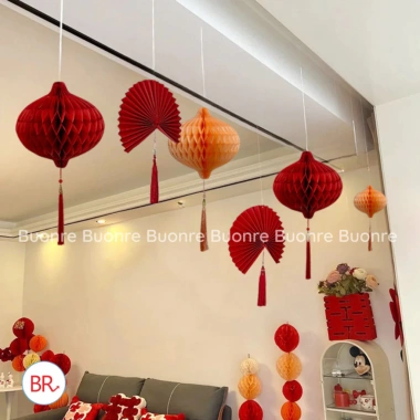Sỉ Set 10/20 Quạt Giấy Đỏ Tết 2.026 - Dễ Treo, Gọn Gàng, Trang Trí Nhà Cửa, Phòng Cưới, Giá 150.000 VND