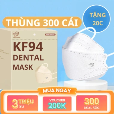 Sỉ thùng 300 khẩu trang KF94 4 lớp kháng khuẩn dày dặn, chống UV - Giá ưu đãi 98.600₫ tặng 10c