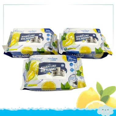 SỈ THÙNG Khăn lau đa năng HỎA TỐC 24 gói 50 miếng hương chanh, khử mùi, diệt khuẩn, an toàn da 210.000đ