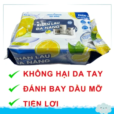 SỈ THÙNG Khăn lau đa năng HỎA TỐC 24 gói 50 miếng hương chanh, khử mùi, diệt khuẩn, an toàn da 210.000đ