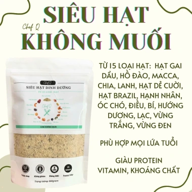 SIÊU HẠT KHÔNG MUỐI 15 Loại: Gai Dầu, Hồ Đào, Macca, Chia, Lanh, Dẻ Cười, Brazil, Hạnh Nhân, Óc Chó - Giá 199.000đ