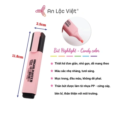 Siêu hot Bút dạ quang H5.737 Candy Color - Vỉ 3 cây pastel, giá 18.800đ, dễ dùng