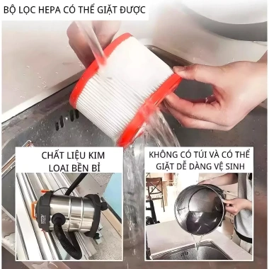 Siêu khuyến mãi Máy hút bụi khô ướt 1.600W - Thùng kim loại 25L - Đầu hút 2 trong 1 - Giá 930.000đ