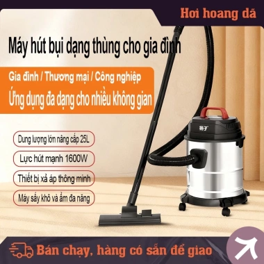 Siêu khuyến mãi Máy hút bụi khô ướt 1.600W - Thùng kim loại 25L - Đầu hút 2 trong 1 - Giá 930.000đ