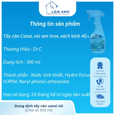 Siêu tẩy cặn canxi Dr.C - Sạch bồn sứ, vòi inox, kính, gạch men, lavabo chỉ 160k