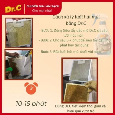 Siêu tẩy dầu mỡ Dr.C 500ml - Giá ưu đãi 120k - Tẩy sạch bếp, nồi chiên, hút mùi 8