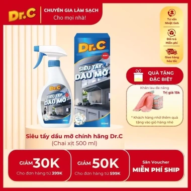 Siêu tẩy dầu mỡ Dr.C 500ml - Tẩy sạch lưới lọc máy hút mùi, bếp ga, bếp từ, vật dụng nhà bếp