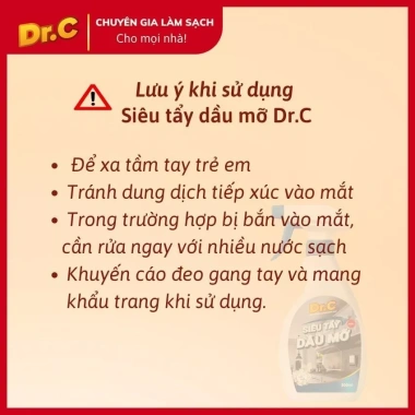 Siêu tẩy dầu mỡ Dr.C 500ml - Tẩy sạch lưới lọc máy hút mùi, bếp ga, bếp từ, vật dụng nhà bếp