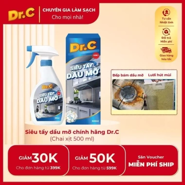 Siêu tẩy dầu mỡ Dr.C 500ml - Tẩy sạch lưới lọc máy hút mùi, bếp ga, bếp từ, vật dụng nhà bếp