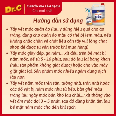 Siêu tẩy mốc Dr.C 300ml - Không bào mòn, dùng cho áo quần, sàn, tường, giày - 50.000đ 8