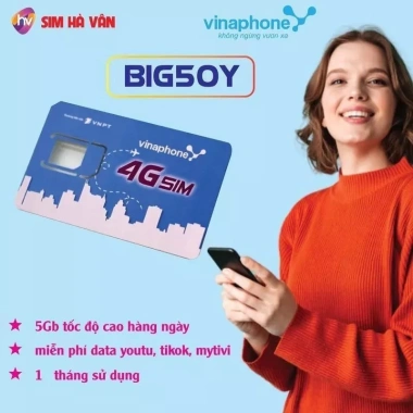 Sim BIG50Y 5G Vinaphone 1 Tháng 5GB/ngày - Chỉ 460.000đ, nạp tiền gia hạn, Hà Vân
