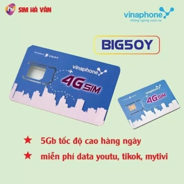 Sim BIG50Y 5G Vinaphone 1 Tháng 5GB/ngày - Chỉ 460.000đ, nạp tiền gia hạn, Hà Vân