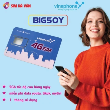 Sim BIG50Y 5G Vinaphone 1 tháng 5GB/ngày - Giá ưu đãi 480k - Mua ngay SIMCORE