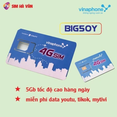 Sim BIG50Y 5G Vinaphone 1 tháng 5GB/ngày - Giá ưu đãi 480k - Mua ngay SIMCORE