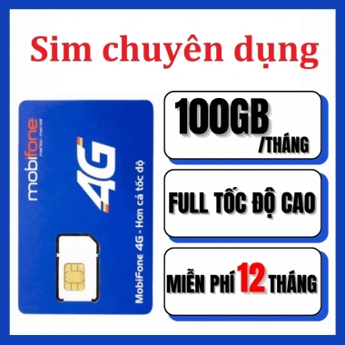 SIM MOBI 4G Tốc Độ Cao - Trọn Gói 1 Năm 100GB/Tháng, Không Cần Nạp Tiền 948.000đ