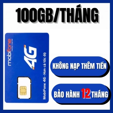 SIM MOBI 4G Tốc Độ Cao - Trọn Gói 1 Năm 100GB/Tháng, Không Cần Nạp Tiền 948.000đ