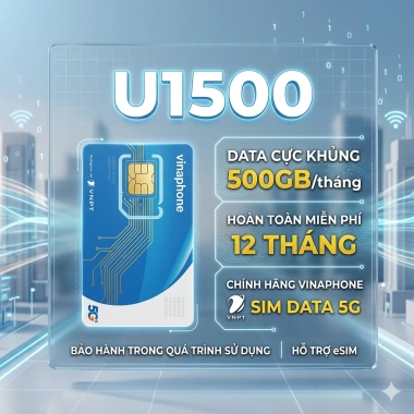 Sim U1.500 Vinaphone 5G 500GB/tháng tốc độ cao - 12 tháng không nạp tiền - Chỉ 940.000đ - Sim Hà Vân Sim U1.500 Vinaphone 5G 500GB/tháng tốc độ cao - 12 tháng không nạp tiền - Chỉ 940.000đ - Sim Hà Vân