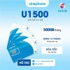 Sim U1.500 Vinaphone 5G 500GB/tháng tốc độ cao - 12 tháng không nạp tiền - Chỉ 940.000đ - Sim Hà Vân 2