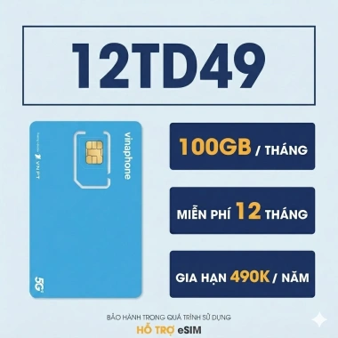 Sim Vina 5G 12TD49 100G/tháng 12 tháng, giá 900k (giá gốc 1,152,000) - Gia hạn 490k/năm, sim hà vân