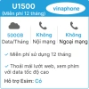 Sim Vina U1.500 5G 12 tháng 500GB/tháng không nghe gọi, eSIM, dùng ngay - 960k 2