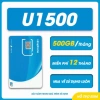Sim Vina U1.500 5G 12 tháng 500GB/tháng không nghe gọi, eSIM, dùng ngay - 960k 6