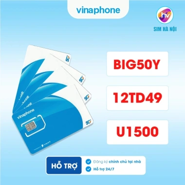 Sim Vinaphone 5G 12TD49 Big50y U1.500 - Tốc độ cao, eSIM, sim Hà Vân, giá 460.000 VND