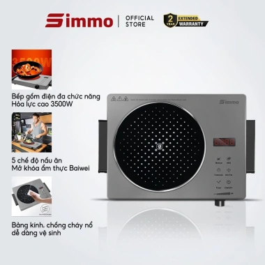 SIMMO Bếp Gốm Hồng Ngoại Cảm Ứng Đa Chức Năng 3.500W Thế Hệ 9 Không Kén Nồi - Nâng Cập Hoàn Toàn