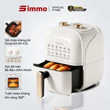 Simmo Nồi chiên không dầu 4.2L 1.200W công nghệ 360 chiên giảm 90% chất béo - Giá chỉ 479.000 VND