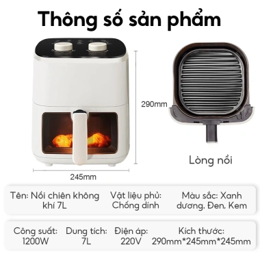 Simmo Nồi Chiên Không Dầu 8L Công Nghệ 360°, Giảm 90% Chất Béo, Giá 579.000₫