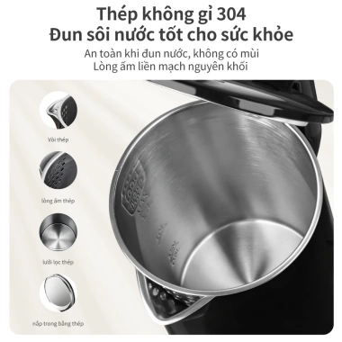 Simplus Ấm Đun Nước Dung Tích 1.7L 1.500W 2 lớp chống bỏng DRSH007 - Bảo hành 1 năm, đổi 1:1, chỉ 379.000₫ 3