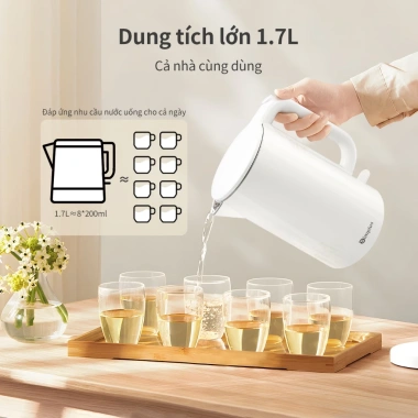 Simplus Ấm Đun Nước Dung Tích 1.7L 1.500W 2 lớp chống bỏng DRSH007 - Bảo hành 1 năm, đổi 1:1, chỉ 379.000₫ 5