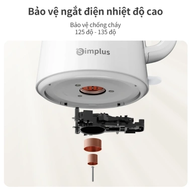 Simplus Ấm Đun Nước Dung Tích 1.7L 1.500W 2 lớp chống bỏng DRSH007 - Bảo hành 1 năm, đổi 1:1, chỉ 379.000₫ 8