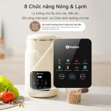 Simplus Máy làm sữa hạt 1.000ml Đa năng Xay sinh tố, nước ép, súp bí đỏ, nóng giữ ấm - 899.000₫ 5