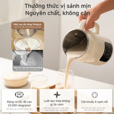 Simplus Máy làm sữa hạt 1.000ml Đa năng Xay sinh tố, nước ép, súp bí đỏ, nóng giữ ấm - 899.000₫ 7