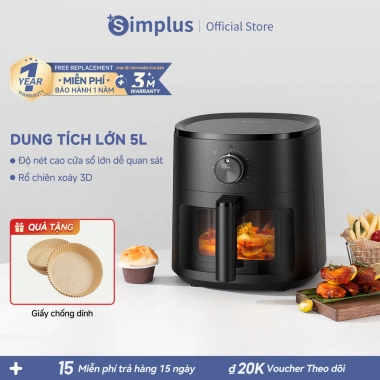 Simplus Nồi chiên không dầu 5L KQZG022 - Nhỏ gọn, tiết kiệm không gian, chỉ 1.09 triệu