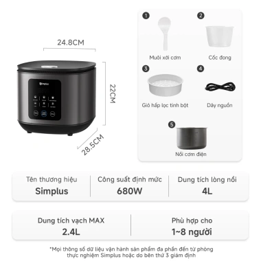 Simplus Nồi Cơm Điện Cảm Ứng 2.4L DFBA008 – Hẹn Giờ 24h, Bảo Hành 1 Năm, 13.9tr 10 Simplus Nồi Cơm Điện Cảm Ứng 2.4L DFBA008 – Hẹn Giờ 24h, Bảo Hành 1 Năm, 13.9tr 10