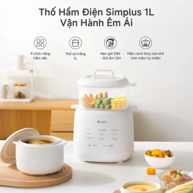 Simplus Nồi Nấu Chậm 1L Nấu Cháo, Chưng Yến, Cách Thuỷ - Bảo Hành 1 Năm, Đổi 1 469.000đ 3 Simplus Nồi Nấu Chậm 1L Nấu Cháo, Chưng Yến, Cách Thuỷ - Bảo Hành 1 Năm, Đổi 1 469.000đ 3