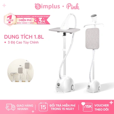 Simplus Pink Bàn là hơi nước đứng 2.000W - Công suất lớn, 2 trong 1 Nằm/Đứng, GTJH014, Bảo hành 1 năm, Đổi 1