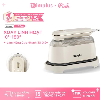 Simplus Pink Bàn ủi hơi nước 1.000W GTJH022 - Tay cầm xoay 180, bề mặt chống dính, nhẹ, di động, giá 500.900 VND