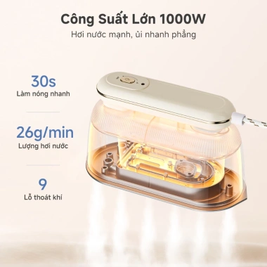 Simplus Pink Bàn ủi hơi nước 1.000W GTJH022 - Tay cầm xoay 180, bề mặt chống dính, nhẹ, di động, giá 500.900 VND