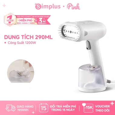 Simplus Pink Bàn Ủi Hơi Nước 1.200W - Bình 290ml, Phun Tự Động, Bảo Hành 1 Năm Đổi 1