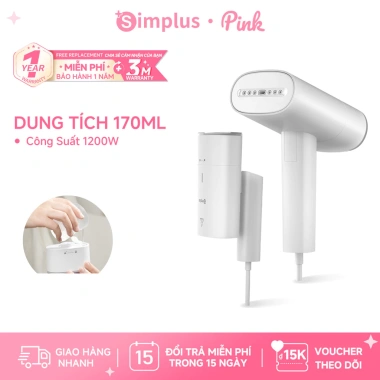 Simplus Pink Bàn ủi hơi nước cầm tay 170ml 1.200W GTJH017 - Bảo hành 1 năm 1 đổi 1