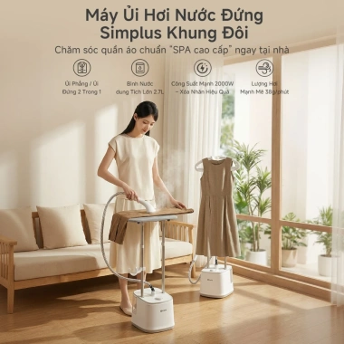 Simplus Pink Bàn ủi hơi nước đứng 1.9L 2 trong 1 - Bảo hành 1 năm 1 đổi 1 2
